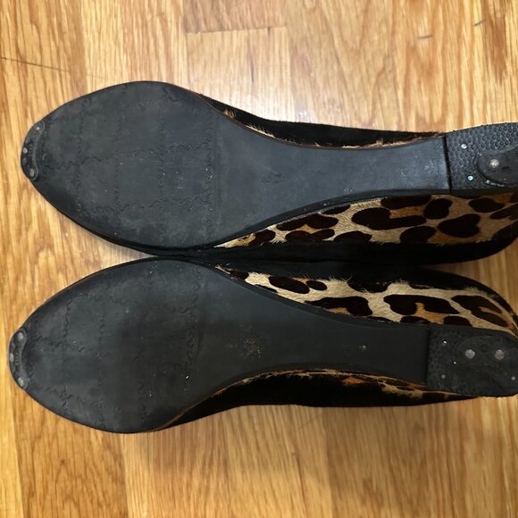 Calfskin Leopard Wedges - Picture 6 of 8
